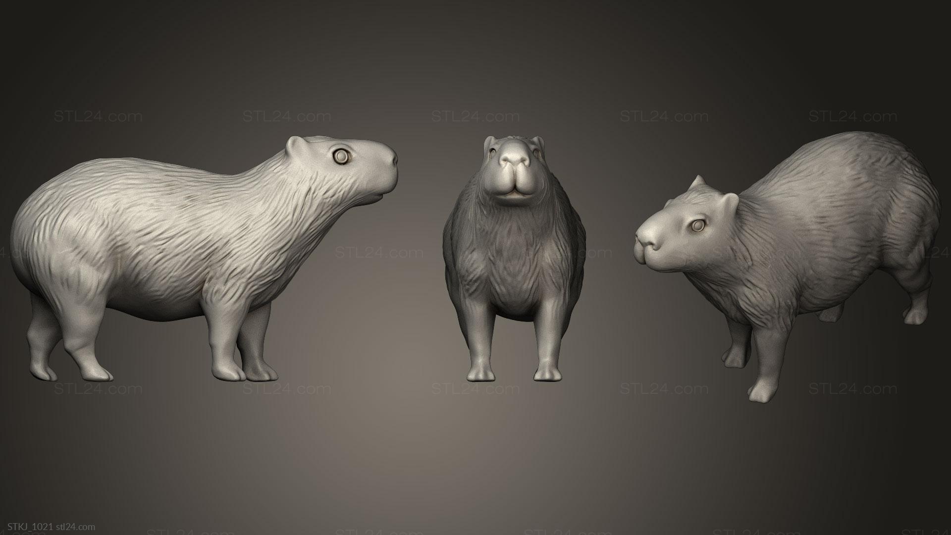 Animal figurines - Gold Capybara, STKJ_1021. 3D stl model for CNC